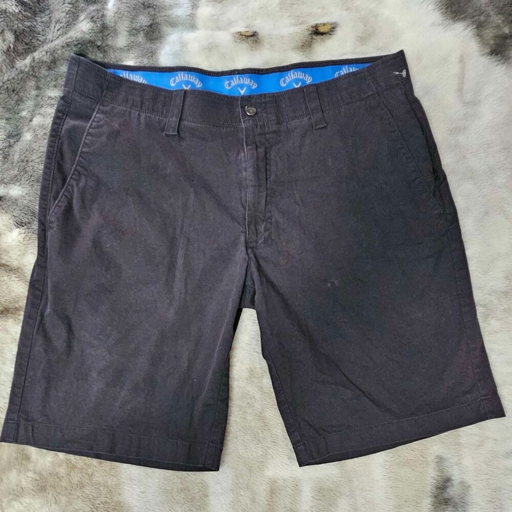 Men's Callaway Golf Shorts Flat Front Light Weight BLACK Size 36, RN#37763